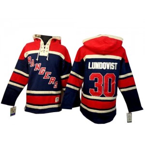 Old Time Hockey New York Rangers 30 Men's Henrik Lundqvist Authentic Navy Blue Sawyer Hooded Sweatshirt NHL Jersey