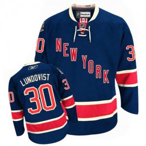 Reebok New York Rangers 30 Men's Henrik Lundqvist Authentic Navy Blue Third NHL Jersey