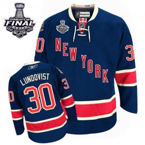 Reebok New York Rangers 30 Men's Henrik Lundqvist Authentic Navy Blue Third 2014 Stanley Cup NHL Jersey