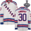 Reebok New York Rangers 30 Men's Henrik Lundqvist Authentic White Away 2014 Stanley Cup NHL Jersey