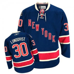 Reebok New York Rangers 30 Men's Henrik Lundqvist Premier Navy Blue Third NHL Jersey