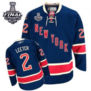 Reebok New York Rangers 2 Men's Brian Leetch Premier Navy Blue Third 2014 Stanley Cup NHL Jersey
