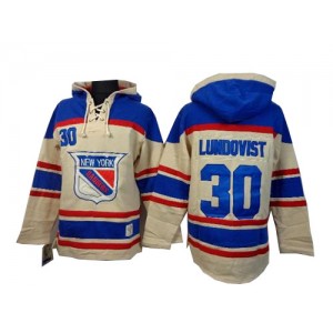 Old Time Hockey New York Rangers 30 Men's Henrik Lundqvist Premier Cream Sawyer Hooded Sweatshirt NHL Jersey