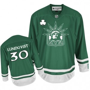 Reebok New York Rangers 30 Youth Henrik Lundqvist Authentic Green St Patty's Day NHL Jersey