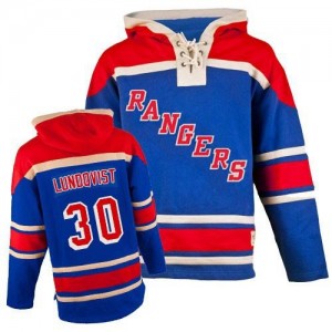 Old Time Hockey New York Rangers 30 Youth Henrik Lundqvist Authentic Royal Blue Sawyer Hooded Sweatshirt NHL Jersey