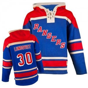 Old Time Hockey New York Rangers 30 Youth Henrik Lundqvist Premier Royal Blue Sawyer Hooded Sweatshirt NHL Jersey