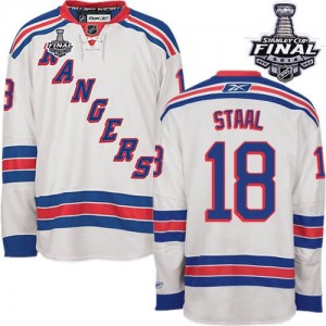Reebok New York Rangers 18 Men's Marc Staal Authentic White Away 2014 Stanley Cup NHL Jersey