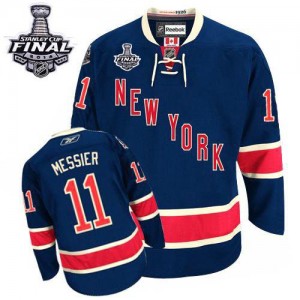 Reebok New York Rangers 11 Men's Mark Messier Authentic Navy Blue Third 2014 Stanley Cup NHL Jersey