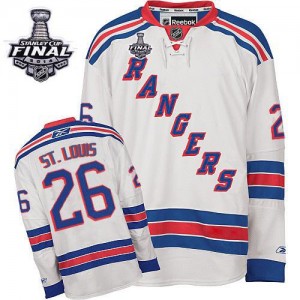 Reebok New York Rangers 26 Men's Martin St. Louis Premier White Away 2014 Stanley Cup NHL Jersey