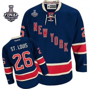 Reebok New York Rangers 26 Men's Martin St. Louis Premier Navy Blue Third 2014 Stanley Cup NHL Jersey