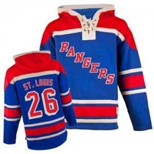 Old Time Hockey New York Rangers 26 Men's Martin St. Louis Premier Royal Blue Sawyer Hooded Sweatshirt NHL Jersey