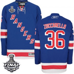 Reebok New York Rangers 36 Men's Mats Zuccarello Authentic Royal Blue Home 2014 Stanley Cup NHL Jersey