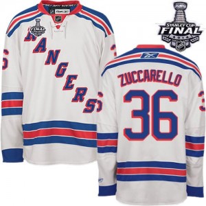 Reebok New York Rangers 36 Men's Mats Zuccarello Premier White Away 2014 Stanley Cup NHL Jersey