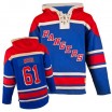 Old Time Hockey New York Rangers 61 Men's Rick Nash Authentic Royal Blue Sawyer Hooded Sweatshirt NHL Jersey