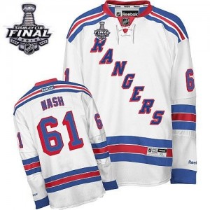 Reebok New York Rangers 61 Men's Rick Nash Authentic White Away 2014 Stanley Cup NHL Jersey