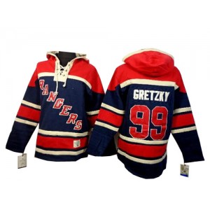 Old Time Hockey New York Rangers 99 Men's Wayne Gretzky Authentic Navy Blue Sawyer Hooded Sweatshirt NHL Jersey