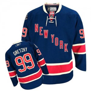 Reebok New York Rangers 99 Men's Wayne Gretzky Authentic Navy Blue Third NHL Jersey