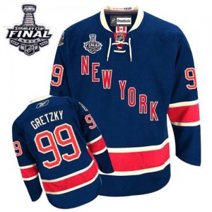 Reebok New York Rangers 99 Men's Wayne Gretzky Authentic Navy Blue Third 2014 Stanley Cup NHL Jersey