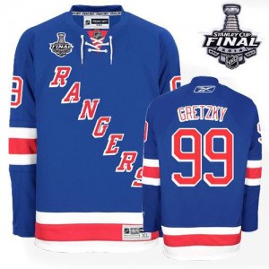 Reebok New York Rangers 99 Men's Wayne Gretzky Authentic Royal Blue Home 2014 Stanley Cup NHL Jersey
