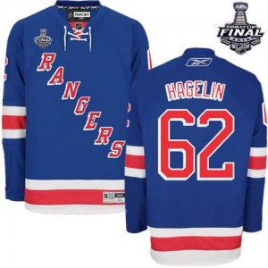 Reebok New York Rangers 62 Men's Carl Hagelin Premier Royal Blue Home 2014 Stanley Cup NHL Jersey