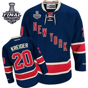 Reebok New York Rangers 20 Men's Chris Kreider Authentic Navy Blue Third 2014 Stanley Cup NHL Jersey