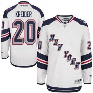 Reebok New York Rangers 20 Men's Chris Kreider Authentic White 2014 Stadium Series NHL Jersey