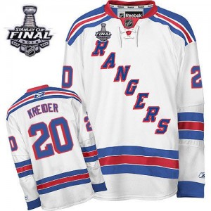 Reebok New York Rangers 20 Men's Chris Kreider Authentic White Away 2014 Stanley Cup NHL Jersey