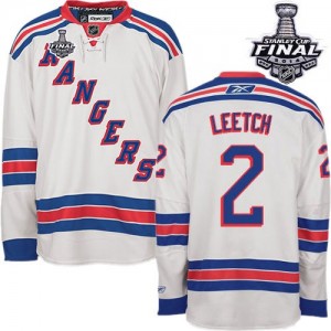 Reebok New York Rangers 2 Men's Brian Leetch Authentic White Away 2014 Stanley Cup NHL Jersey