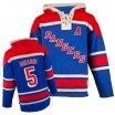 Old Time Hockey New York Rangers 5 Men's Dan Girardi Premier Royal Blue Sawyer Hooded Sweatshirt NHL Jersey