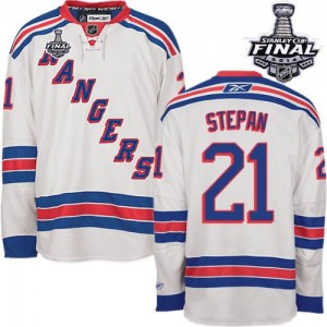 Reebok New York Rangers 21 Men's Derek Stepan Authentic White Away 2014 Stanley Cup NHL Jersey