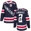 Adidas New York Rangers Men's Nils Lundkvist Authentic Navy Blue 2018 Winter Classic Home NHL Jersey