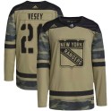 Adidas New York Rangers Youth Jimmy Vesey Authentic Camo Military Appreciation Practice NHL Jersey