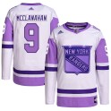Adidas New York Rangers Youth Rob Mcclanahan Authentic White/Purple Hockey Fights Cancer Primegreen NHL Jersey