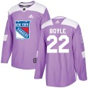 Adidas New York Rangers Men's Dan Boyle Authentic Purple Fights Cancer Practice NHL Jersey