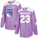 Adidas New York Rangers Men's Connor Brickley Authentic Purple Fights Cancer Practice NHL Jersey