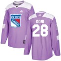 Adidas New York Rangers Men's Tie Domi Authentic Purple Fights Cancer Practice NHL Jersey