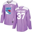 Adidas New York Rangers Men's Gabriel Fontaine Authentic Purple Fights Cancer Practice NHL Jersey