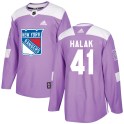 Adidas New York Rangers Men's Jaroslav Halak Authentic Purple Fights Cancer Practice NHL Jersey