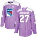 Adidas New York Rangers Men's Jack Johnson Authentic Purple Fights Cancer Practice NHL Jersey