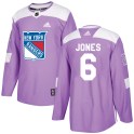 Adidas New York Rangers Men's Zac Jones Authentic Purple Fights Cancer Practice NHL Jersey