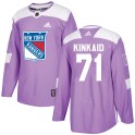 Adidas New York Rangers Men's Keith Kinkaid Authentic Purple Fights Cancer Practice NHL Jersey