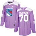 Adidas New York Rangers Men's Joe Morrow Authentic Purple Fights Cancer Practice NHL Jersey