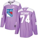 Adidas New York Rangers Men's Vince Pedrie Authentic Purple Fights Cancer Practice NHL Jersey