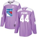 Adidas New York Rangers Men's Neal Pionk Authentic Purple Fights Cancer Practice NHL Jersey