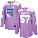 Adidas New York Rangers Men's Yegor Rykov Authentic Purple Fights Cancer Practice NHL Jersey