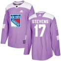Adidas New York Rangers Men's Kevin Stevens Authentic Purple Fights Cancer Practice NHL Jersey