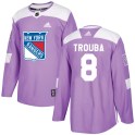 Adidas New York Rangers Men's Jacob Trouba Authentic Purple Fights Cancer Practice NHL Jersey
