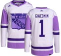 Adidas New York Rangers Men's Eddie Giacomin Authentic Hockey Fights Cancer NHL Jersey