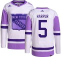 Adidas New York Rangers Men's Ben Harpur Authentic Hockey Fights Cancer NHL Jersey