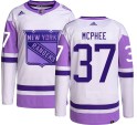 Adidas New York Rangers Men's George Mcphee Authentic Hockey Fights Cancer NHL Jersey